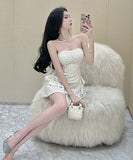 キラキラ PartyDress セクシー ベアトップ キャバドレス お姫様 XH2-ZED885286DXH449