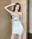 4色 キャバドレス ミニドレス セクシー レース 肌見せ 異素材 脚長効果 セール MY2-MLS5491