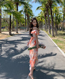 仙女風 フリル チュール サンドレス 淑やか 着瘦せ XH2-MMJ-9165