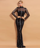 ロングドレス パーティードレス 結婚式 パーティー ピカピカ レース XY2-PC-M0032