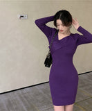 4色 韓国ファッション 姉 ゴージャス 最新デザイン ミニドレス パーティードレス XY2-MLS5816