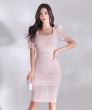 ひざ丈ドレス ミニドレス 新作 レース 高見 MY2-ZED882445BH506