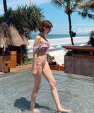 花柄 ビキニ プリーツ 可愛い 韓国スタイル 水着 ストラップ XH7-DP- A19278