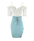 ミニドレス キャバドレス フリル 大人 かわいい レース 刺繡 新作 MY2-YM8637