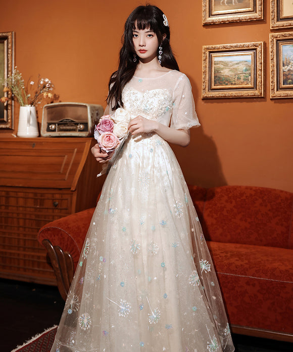 レース 高見え キラキラ 宴会 パーティー ロングドレス 婚活 結婚式 MY2121