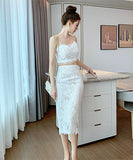 【上下２点セット】セクシー 高級感 レースドレス 披露宴 宴会 二次会XH2-JY4975