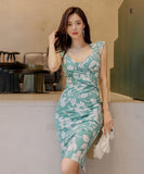 春新作 清楚感 ゴージャス Vネック sexy ワンピース ミニドレス ドレス MY2-ZED885951A71