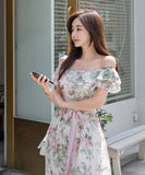 オフショルダー 花柄 レース ロングドレス パーティードレス 大人かわいい MY2-ZED887050E49