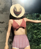 レディース チェック柄 かわいい 韓国 おしゃれ 水着 海 温泉 MY7005