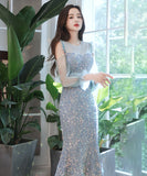 【匠手作り】キラキラ 新作 高級感 ピカピカ ひざ丈ドレス パーティードレス MY2-YXZY-1