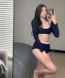 フィットネス 水着 レディース 体型カバー ２点セットsexy 長袖  ショーツ  XY-DP-A29016