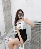 ミニドレス キャバドレス 3色 レース リボン フリル 大人 かわいい MY2-MLS5393A