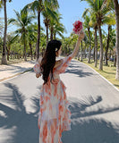 仙女風 フリル チュール サンドレス 淑やか 着瘦せ XH2-MMJ-9165