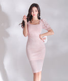 ひざ丈ドレス ミニドレス 新作 レース 高見 MY2-ZED882445BH506