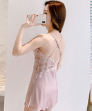 【2点 ドレス+コート】Tバック付き ベビードール レース スリング パジャマ ドレス シースルー 透け レース Vネック スリップ ランジェリー XY-XE-2194