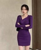 4色 韓国ファッション 姉 ゴージャス 最新デザイン ミニドレス パーティードレス XY2-MLS5816