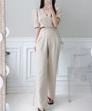 【上下2点セット】かわいい 新作 ワイドパンツ 夏 通気 肌触りの良い MY2-ZED883766A71