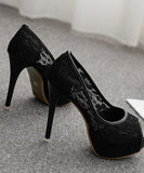 レース ハイヒール パンプス 2色 新作 高見え ゴージャス YN5024