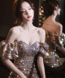 キラキラ ロングドレス 着痩せ キャバドレス セクシー 谷間魅せ MY2066