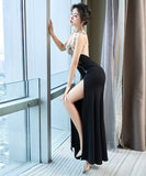 刺繡 レース 高級 レディース 肌見せ 谷間魅力 同伴 ロングドレス キャバドレス MY2039-XYD2136