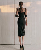 ひざ丈ドレス 新作 リボン ゴージャス 結婚式 通勤 MY2-ZED880838E