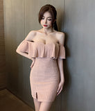 【3色】チューブトップ  キャバドレス ミニドレス 高見え   セクシー  着痩せ LT2-YM8700