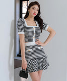 ミニドレス 2点セット ゴージャス かわいい 新作 千鳥格子 MY2-MLS7204