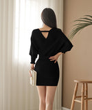 【2色】ミニドレス キャバドレス 袖付き 新作 ゴージャス 高見え MY2-ZED889526B