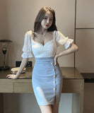 キャバドレス ミニドレス 大人かわいい 谷間魅せ フリル キャバクラ YN2169-YM8546