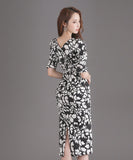 ひざ丈ドレス ミニドレス ドレス 花柄 新作ゴージャス 高見え XY2-ZED885225A71