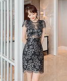 新作 セクシー チュール タイトドレス レース パッチワーク XH2‐JY4922