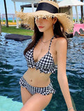 【2タイプ】再入荷 ビキニ チェック柄 セクシー 水着 YN7013