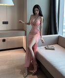 2色 ロングドレス キャバドレス セクシー レース 谷間魅せ 新作 美脚効果 指名 パーティー MY2-MLS6085