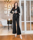 【上下セット】ワイドパンツ着瘦せ キャバスーツ 新作 高級感 MY2-JY5236