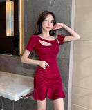 ワンショルダー 谷間魅せ 姉 クール 指名 キャバドレス ミニドレス MY2-MLS7031