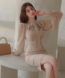 長袖 レース タイトドレス ミニドレス 肌見せ 新作 ゴージャス MY2-ZED880391E49