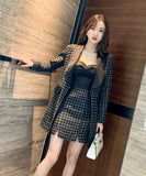 【コート＋ドレス2点セット】ラシャ 千鳥格子 かわいい 新作 ゴージャス キャバスーツ キャバドレス MY2-JY4451