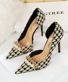 【2色】千鳥格子 新作 ハイヒール ゴージャス 高級感 MY5-DS-8829-1