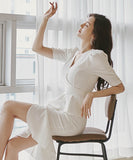 ロングドレス ひざ丈ドレス 新作 フリル 結婚式 宴会 MY2-ZED88459N14