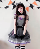 【4点セット】ハロウィン ミニドレス コスプレ 可愛い Joker 魔女 千鳥格子 XH2-XJ7091