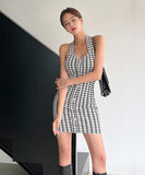 ミニドレス キャバドレス 千鳥格子 新作 ニット MY2-MLS6207