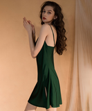 【2点 ドレス+コート】パジャマ レディース セクシー キャミソール サテン  ナイトウェア 過激 ストラップ 調整可能 ランジェリー  XY-XE-2283