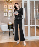 【上下セット】ワイドパンツ着瘦せ キャバスーツ 新作 高級感 MY2-JY5236