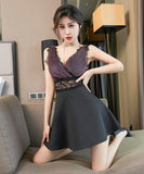 2色 ミニドレス Aライン 新作 キラキラ レース かわいい MY2-XYD2121