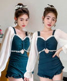 水着 レディース 体型カバー ワンピース オールインワン フレア 大きいサイズ XY-DS-028312