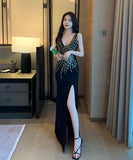 ロングドレス パーティードレス レース 刺繡 ゴージャス 指名注目 MY2-YM9083