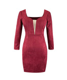 2色 ミニドレス キャバドレス 異素材 長袖 セクシー 高見え 脚長効果 MY2-YM8639