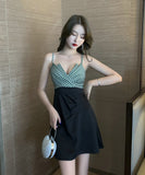 ミニドレス キャバドレス Aライン 体型カバー かわいい Vネック MY2-MLS6096