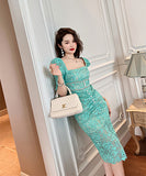 レース スクエアネック 宴会 ダイヤモンド 着瘦せ 高級感 XH2-JY20133