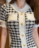 ミニドレス キャバドレス 新作 千鳥格子 かわいい ニット MY2-MLS6120A